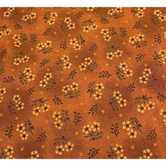 Henry Glass Fabric 1419 Wit & Wisdom 1/2 yard Cotton Floral Pattern Rust Orange - Picture 8 of 12